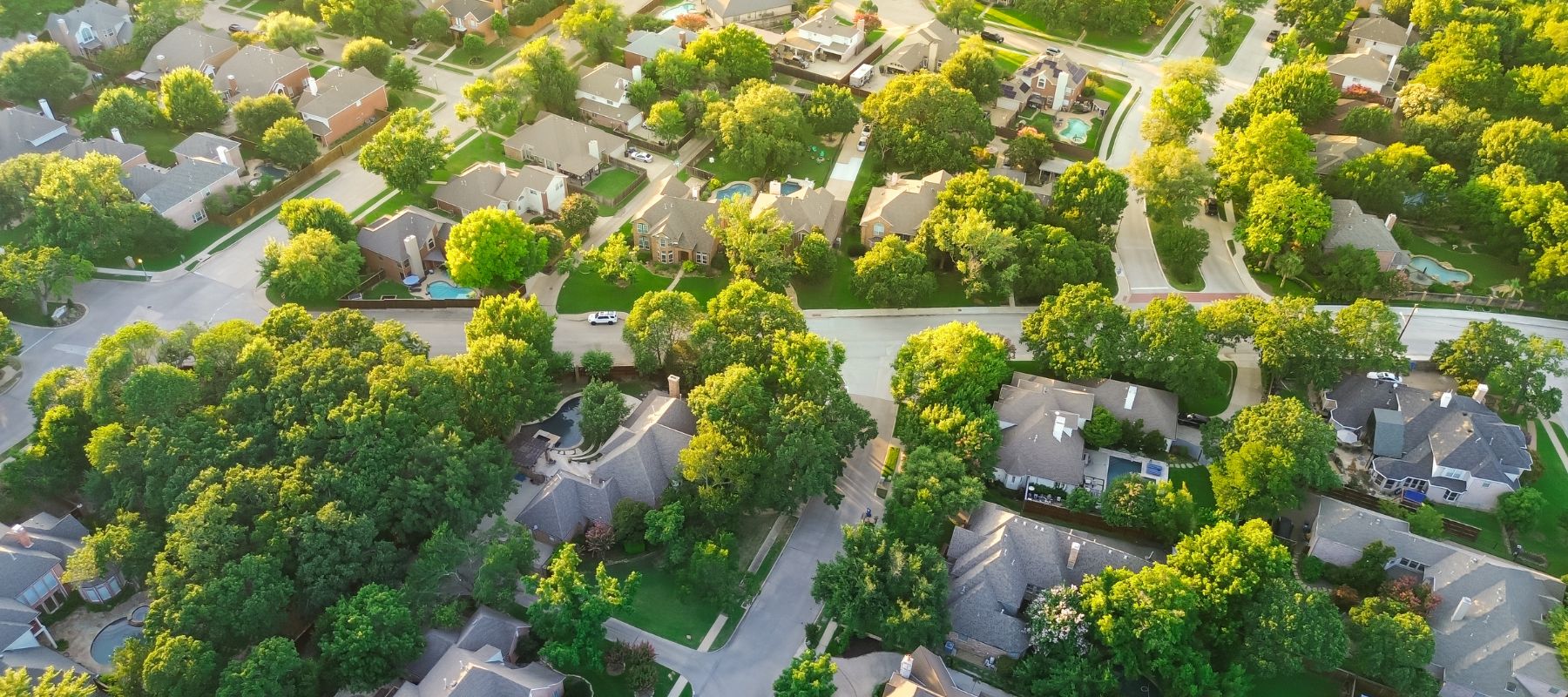 aerial view of a couple streets in a fort worth neighborhood