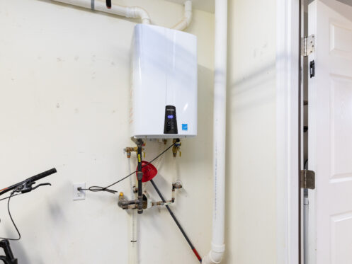 tankless water heater mounted on wall