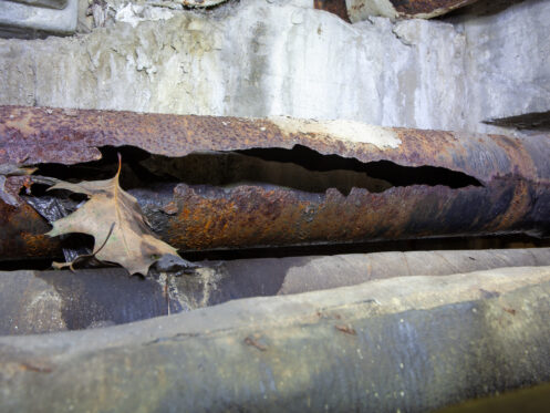 cracked cast iron pipe