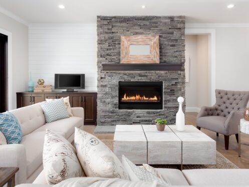 gas fireplace in living room